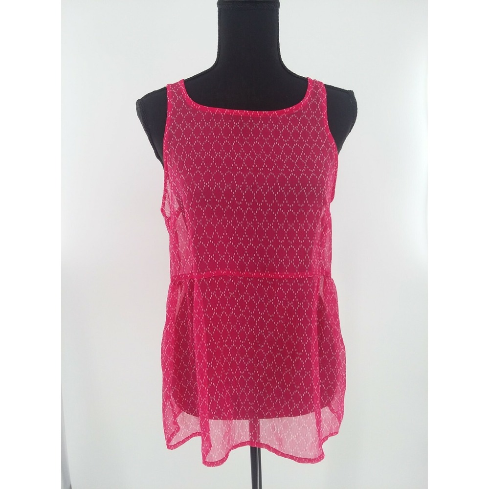 Old Navy Pink & White Chiffon Top Size Medium